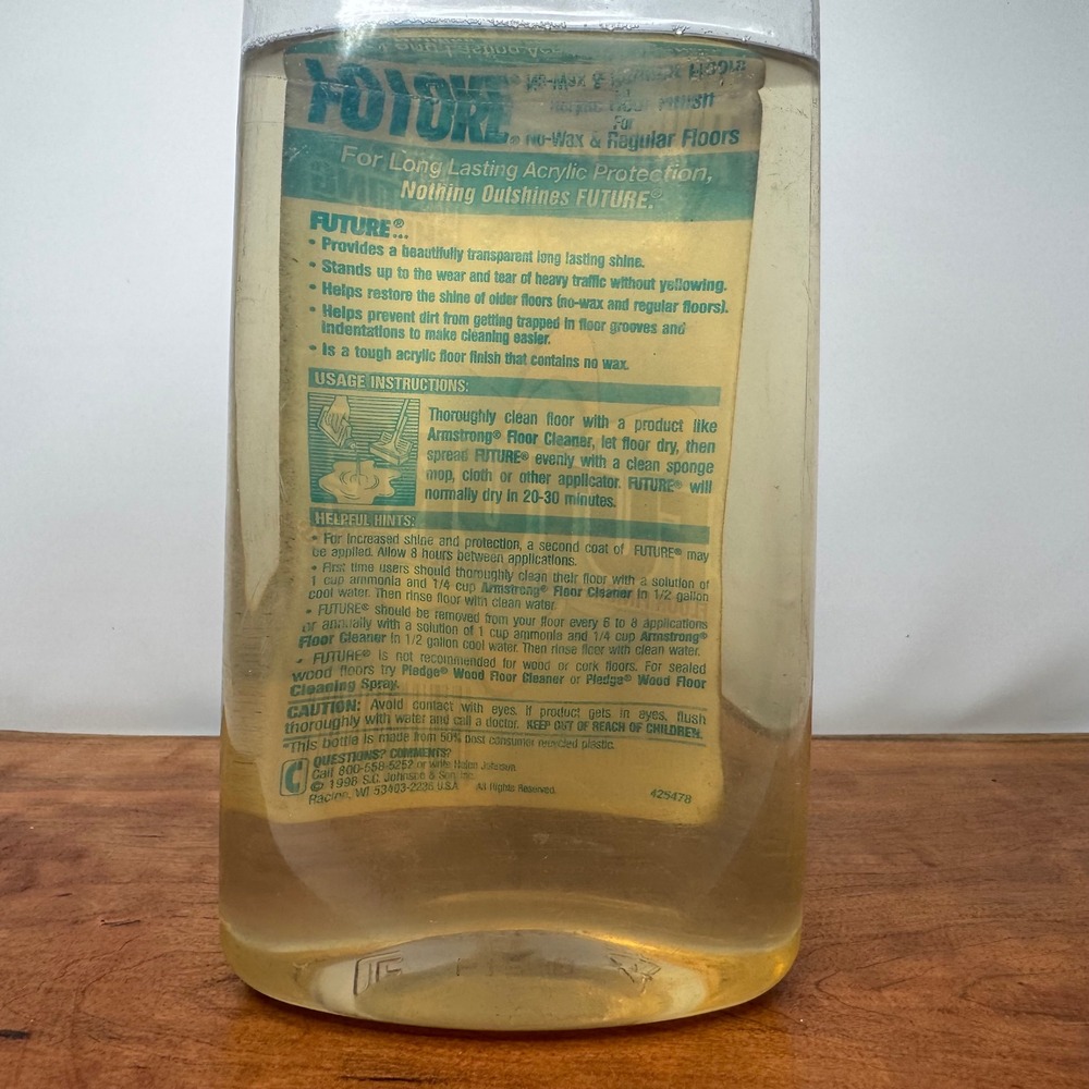 Vintage 1998 SC Johnson Future Acrylic Floor Finish Polish 27oz 90% Gloss - Picture 3 of 5